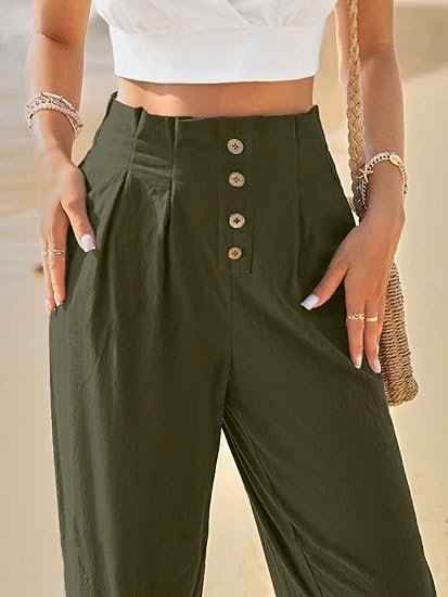 TOPLOT Women Casual Slanted Pocket Elastic Waist Tapered Pants - Image 3