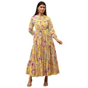 BIBA Women's Voile 92X104 A-Line Mid-Calf Length Casual Dress