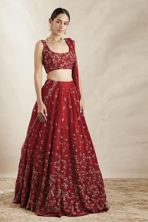 SATVASHIV Women's Silk Embroidered Semi-Stitched Lehenga Choli | Choli for Women | Ethnic Wear for Women | Lehenga choli for Women - Image 4