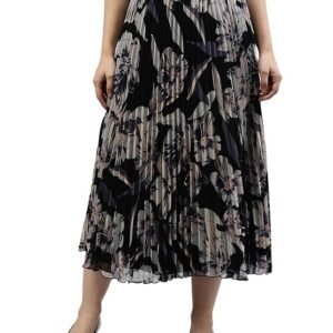 KUDUZO Girl's|Women's Classic Stretchy All Time Trendy Printed Pleated Skirt|Western Skirt |midi Skirt