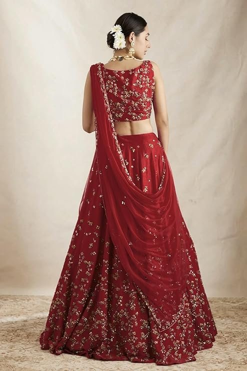 SATVASHIV Women's Silk Embroidered Semi-Stitched Lehenga Choli | Choli for Women | Ethnic Wear for Women | Lehenga choli for Women - Image 3