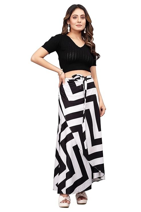 Tennecy Women Western Looks Long Wrap Around Skirt Free Size.