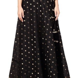 Studio Shringaar Women's Polyester Readymade Chanderi Silk Long Skirt Lahenga