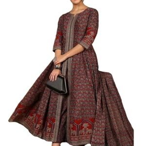 ANNI DESIGNER Women's Rayon Viscose A-Line Printed Kurta with Pant and Dupatta
