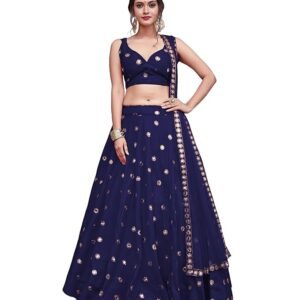 Divine Exim Women's Taffeta Silk Semi Stitched Lehenga Choli with Dupatta | Real Mirror with Embroidery Pattern | Traditional, Wedding, Ethnic Wear Lehenga