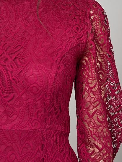 Styli Women Self Design Lace Bodycon Midi Dress | Elegant One Piece Dress for Women | Stylish Outfit for Party, Casual & Everyday Wear - Image 4