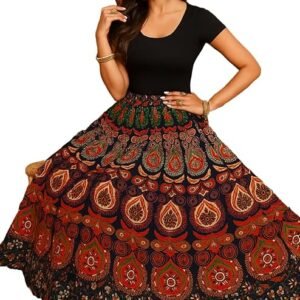 MATKEWALAZ Women's Cotton Jaipuri Sanganeri Print Fashion Skirt, Maxi Skirt,