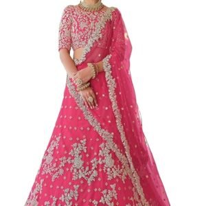 Divine Exim Women's Net Semi Stitched Lehenga Choli with Dupatta | Thread and Sequin Embroidery Pattern | Traditional, Wedding, Ethnic Wear Lehenga