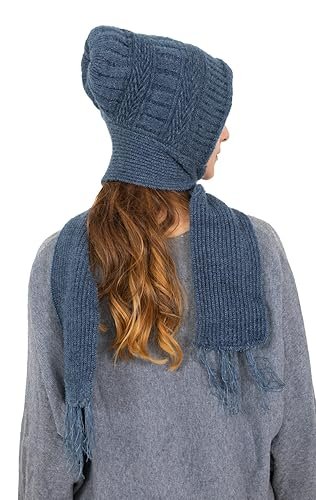 AMOLDO Women Warm And Soft Winter Woolen Muffler Cap, Attached Scarf Cap Combo For Girls and Women (Classic Plain) - Image 3