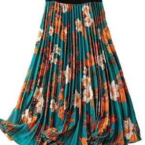 OTABU | Skirt for Women | Beautiful Colorful Printed | Stylish Pleated A-Line Design | Flexible Elastic Waist | Lightweight Fabric | Perfect for Any Occasion