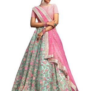 Zeel Clothing Women's Net Lehenga Choli Semi Stitched