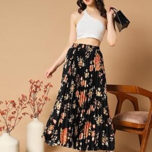 KZULLY | Floral Printed Maxi Skirt | Comfortable Elastic Waist | Stylish Morden and Comfortable Looking | Fashionable and Modern Look Perfect for Any Event