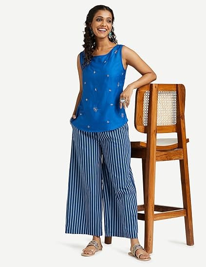 Myx Women's Relaxed Cotton Flared Palazzo | Available in Plus Size - Image 4