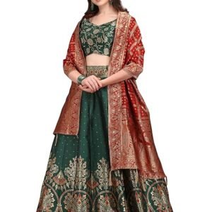 PURVAJA Women's Jacquard Semi-Stitched Lehenga choli