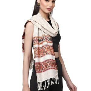 Weavers Villa Acro Wool Women's Muffler (MF-902,Cream Size: 34CM X 200CM)