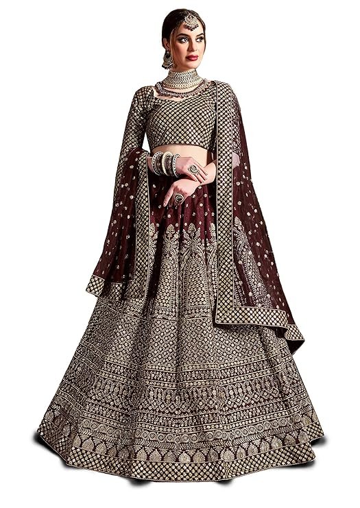 Zeel Clothing Women's Silk Semi-Stitched Lehenga Choli (7009-Wedding-Bridal-New)