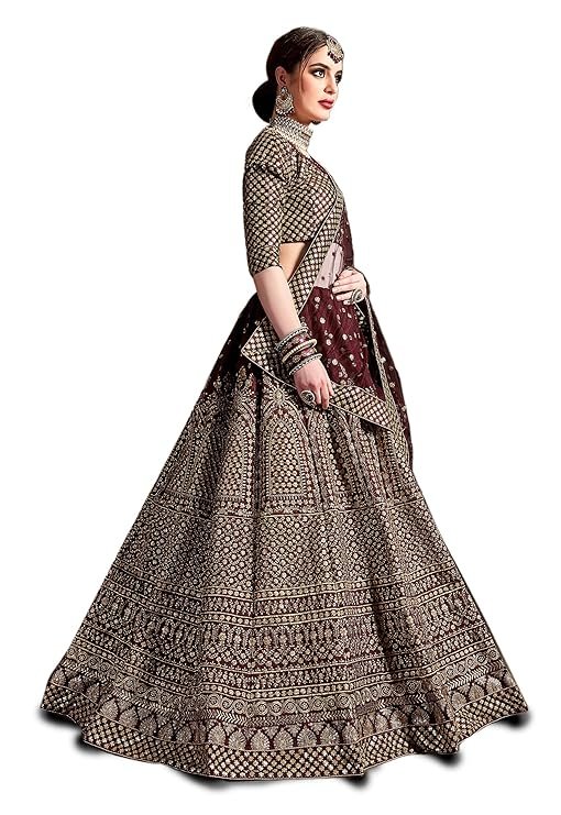 Zeel Clothing Women's Silk Semi-Stitched Lehenga Choli (7009-Wedding-Bridal-New) - Image 2
