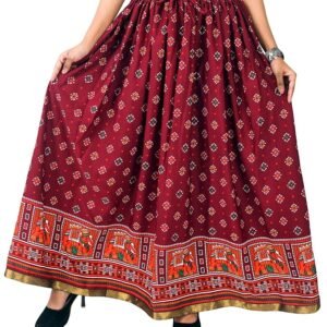 SAMJHI Premium Polyester Long Skirt for Women, Free Size