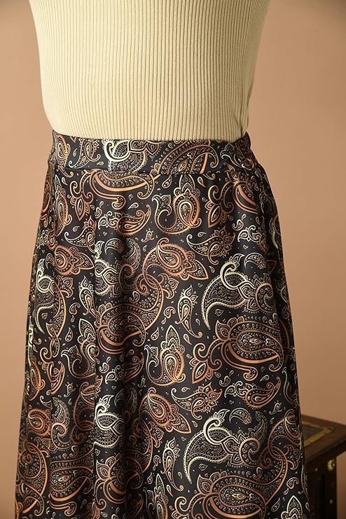 VAGISHA Women Floral Printed Skirt | Stylish A- Line Pleated Skirt | Party Casual Wear Floor Length Skirt - Image 2